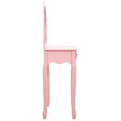 Acheter vidaXL Coiffeuse et tabouret Rose 65x36x128 cm Bois de paulownia MDF