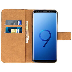 Avizar Étui Galaxy S9 Plus Housse cuir portefeuille clapet coque silicone noir