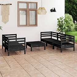 Maison Chic Salon de jardin 6 pcs - Table et chaises d'extérieur - Mobilier/Meubles de jardin Moderne Noir Bois de pin massif -MN35820