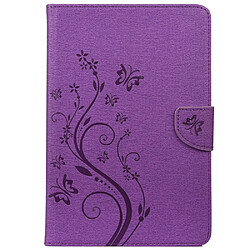 Etui en PU motif de papillons et de fleurs avec support violet pour iPad mini (2021)