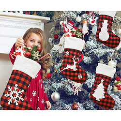 Avis C226 4PCS Décorations de Noël Noir Plaid Noir Plaid Christmas Sac-cadeau Sac Candy Sac de bonbons Big Stocking Cheminée Pendentif