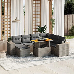 vidaXL Salon de jardin 8 pcs avec coussins gris résine tressée