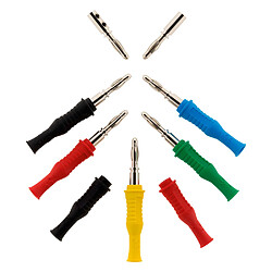 Lot de 7 connecteurs males souples Ø4mm 36A: 2 rouges + 2 noires + 1 Bleu + 1 jaune + 1 vert - Zenitech