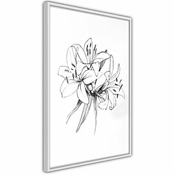 Paris Prix Affiche Murale Encadrée Sketch of Lillies 20 x 30 cm Blanc