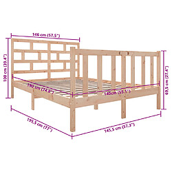 vidaXL Cadre de lit sans matelas bois massif 140x190 cm pas cher