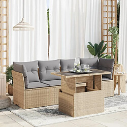 vidaXL Salon de jardin avec coussins 5 pcs beige résine tressée