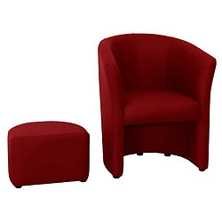 Acheter But Fauteuil cabriolet et pouf CLAYTON PU rouge