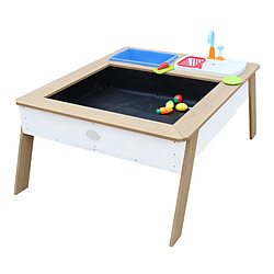 Acheter AXI Linda Table Sable et Eau avec cuisine de jeux en Bois | Table d'eau en marron et BLANC avec Parasol | Table de Jeu Enfant à Eau pour le jardin