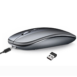 Wewoo Souris sans fil HXSJ M90 2.4GHz Ultrathin Mute PC Bluetooth rechargeable double mode Gris