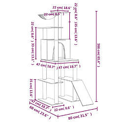 vidaXL Arbre à chat avec griffoirs en sisal Gris foncé 166 cm pas cher