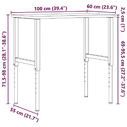 vidaXL Établi 100x(55-60)x(71,5-98) cm bois massif de hêtre pas cher