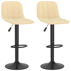 vidaXL Tabourets de bar lot de 2 crème velours