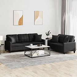 Maison Chic Ensemble de canapés 2 pcs avec coussins, Canapé droit Sofa pour Salon noir similicuir -GKD582846