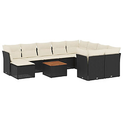 Maison Chic Salon de jardin 11 pcs avec coussins | Ensemble de Table et chaises | Mobilier d'Extérieur noir résine tressée -GKD18851