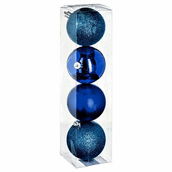 Lot de 4 Boules de Noël Colorama 8cm Bleu Nuit