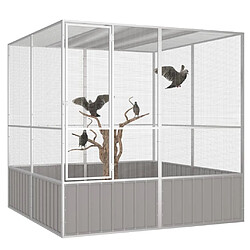 vidaXL Cage à oiseaux Gris 213,5x217,5x211,5 cm Acier galvanisé