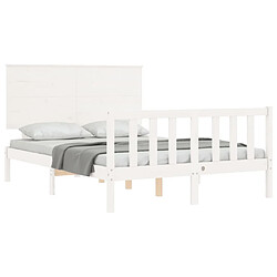 Acheter Maison Chic Cadre/structure de lit avec tête de lit pour adulte - Lit Moderne Chambre blanc petit double bois massif -MN39696