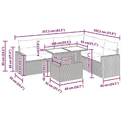 Acheter vidaXL Salon de jardin avec coussins 7 pcs gris clair résine tressée