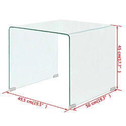 vidaXL Table basse 49,5 x 50 x 45 cm Verre trempé Transparent pas cher