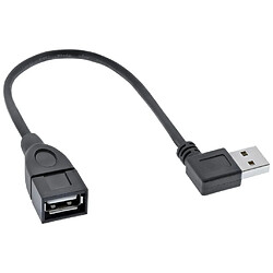 InLine® USB 2.0 Smart Cable coudé + réversible Type A mâle à femelle noir 0.2m