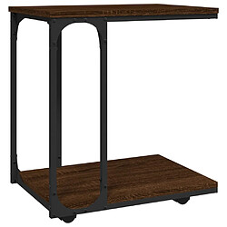 vidaXL Table d'appoint à roues Chêne marron 50x35x55,5 cm