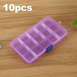 Wewoo Pour Bijoux Boucle D'oreille Pêche Violet et bleu Crochet Petits Accessoires + 10 PCS Grille Amovible En Plastique 15 Slots Boîte Organisateur