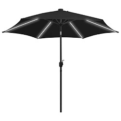 vidaXL Parasol de jardin avec lumières LED et mât en aluminium noir