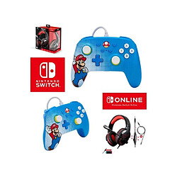 Pack Manette SWITCH Filaire Nintendo MARIO POP ART Officielle + Casque Gamer PRO H3 Rouge SPIRIT OF GAMER SWITCH