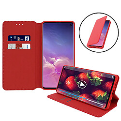 Avizar Housse Samsung Galaxy S10 Étui Folio Porte-carte Fonction Stand - Rouge