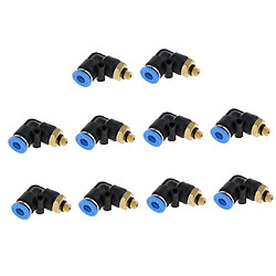 10pcs pneumatique 6mm tube à connecteur mâle coudé fileté enfoncer raccord PL6-M5 pas cher