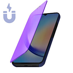 Avizar Étui Clear View pour Galaxy A54 5G Clapet Miroir Fonction Support Violet foncé pas cher