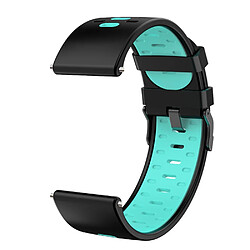 Bracelet en silicone 22mm, 3 rangées de trous, bicolore, noir/teal pour votre Samsung Galaxy Watch3 45mm/Galaxy Watch 46mm/Gear S3 Frontier/Gear S3 Classic