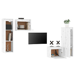 Avis vidaXL Meubles TV 4 pcs Blanc Bois massif de pin