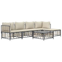 Avis Maison Chic Salon de jardin 6 pcs + coussins - Mobilier/Meubles de jardin - Table et chaises d'extérieur anthracite résine tressée -MN95743