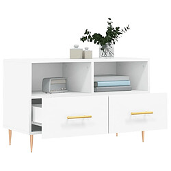 Avis vidaXL Meuble TV Blanc 80x36x50 cm Bois d'ingénierie