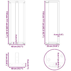 vidaXL Pieds de table de bar forme de T 2 pcs noir 40x35x(111-112) cm pas cher