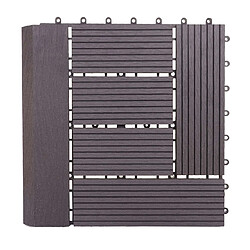 Mendler Carreau de sol WPC Rhône + bordure, aspect bois, 11x chaque 30x30cm = 1m² Premium ~ anthracite, échelonné