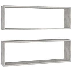 vidaXL Étagères cube murales 2 pcs gris béton bois d'ingénierie