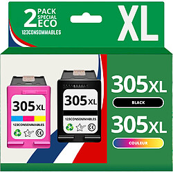 123CONSOMMABLES - 305XL - Cartouches d'encre compatibles avec HP 305 XL pour HP DeskJet 2700 2720e 2720 2710 4120 4120e 4130 HP Envy 6000 6010 6020 6030 6032 6420 (Noir, Couleur) 