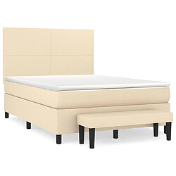 vidaXL Sommier à lattes de lit avec matelas Crème 140x190 cm Tissu