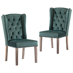 Decoshop26 Lot de 2 chaises de salle à manger cuisine design classique velours vert foncé CDS021087