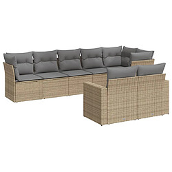 vidaXL Salon de jardin avec coussins 8 pcs beige résine tressée