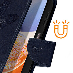 Acheter Avizar Pochette Folio pour Galaxy A14 4G et 5G Motif Papillon Support Bleu Nuit