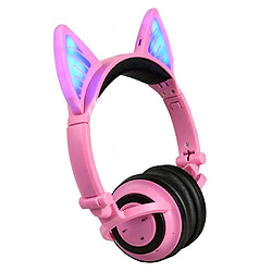 Wewoo Pour iPhone, Galaxy, Huawei, Xiaomi, rose LG, HTC et autres smartphone Pliable sans fil Bluetooth V4.2 Glowing Cat Ear Casque Gaming Headset avec LED Light & Mic, pas cher