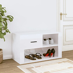 Avis Maison Chic Armoire à chaussure,Meuble à Chaussures Blanc brillant 80x35x45 cm Bois ingénierie -MN32065