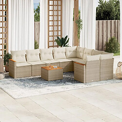 Maison Chic Salon de jardin avec coussins 10 pcs, Ensemble Tables et chaises de jardin, beige résine tressée -GKD403860