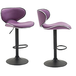 Decoshop26 Lot de 2 tabourets de bar design contemporain pieds en métal noir assise en synthétique violet 10_0000342