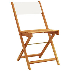 Avis vidaXL Chaises de bistrot lot de 2 blanc crème bois acacia et tissu