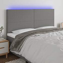 Maison Chic Tête de lit scandinave à LED,meuble de chambre Gris foncé 160x5x118/128 cm Tissu -MN46742