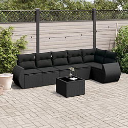 Maison Chic Salon de jardin 7 pcs avec coussins | Ensemble de Table et chaises | Mobilier d'Extérieur noir résine tressée -GKD32579